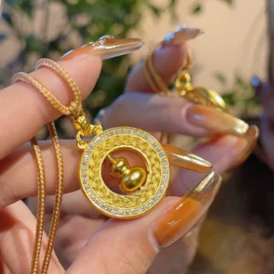 Gold Plated Hulu Fortune Gourd Pendant Necklace for Women