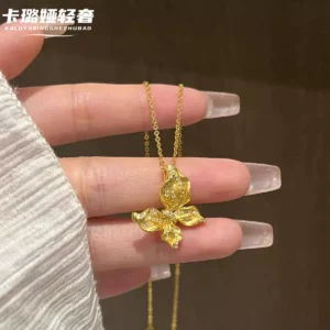 Gold Plated Butterfly Pendant Necklace for Women, Crystal Accent Choker Chain