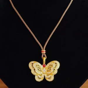 Gold Tone Butterfly Pendant Necklace, Vintage Classical Charm