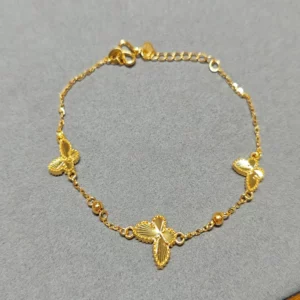 Gold Plated Butterfly Charm Adjustable Ring, Minimalist Chinese Style