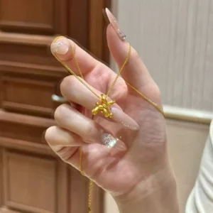 Gold Plated Balloon Dog Pendant Necklace for Women, Fashion Layering Choker
