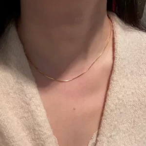 Gold Plated Serpent Bone Chain Necklace with Pendant