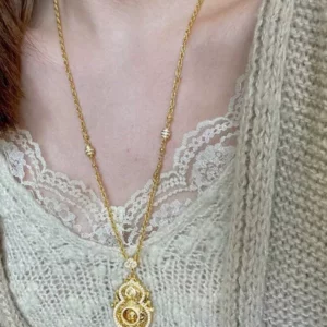 Women's Gold Plated Hulu Gourd Pendant Necklace, Fashion Jewelry Gift