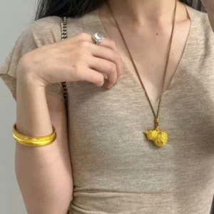 Gold Plated Hulu Gourd Pendant Necklace for Women