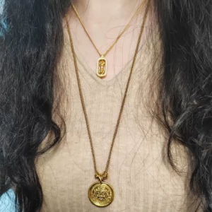 Gold Tone Wealth God Pendant Necklace for Women, Fashion Jewelry