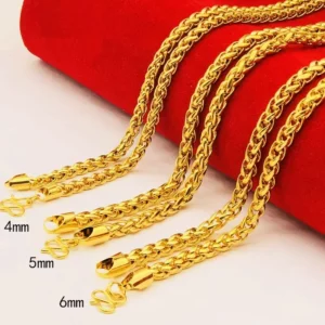 Gold Plated Chopin Chain Necklace for Men and Women, Fashion Jewelry