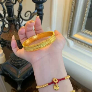 Gold Tone Hollow Out Bangle Bracelet for Women, Simple Elegant Fashion Jewelry