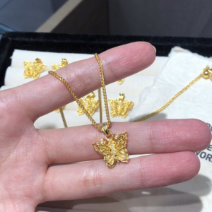 Gold Plated Butterfly Pendant Necklace for Women