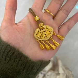 Gold Plated Copper Alloy Tassel Pendant Necklace for Women