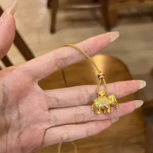 Gold Plated Elephant Pendant Necklace, New Chinese Style
