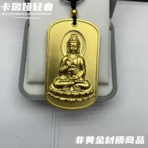Buddha Peace Pendant Gold Plated Alloy Necklace Unisex Fashion Jewelry
