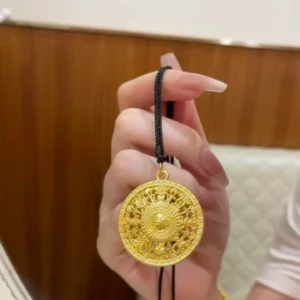 Buddha Light Eight Treasures Luopan Compass Pendant Necklace for Women