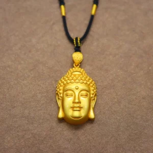 Gold Plated Buddha Head Pendant Necklace for Women