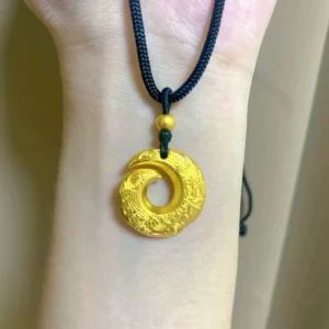 Gold-Tone Alloy Fortune Peace Pendant Necklace for Men and Women
