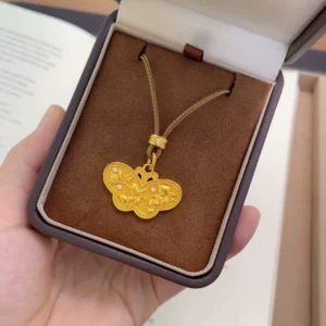 Gold-Tone Butterfly Pendant Necklace for Women, Fashion Jewelry