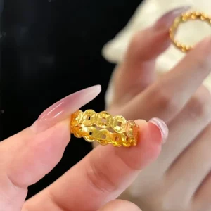 Gold Plated Coin Ring for Women Fortune Money Ring Adjustable