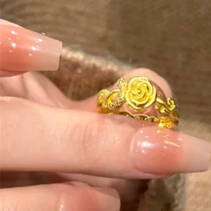 Gold Plated Rose and Snake Ring for Women, Fashion Gift