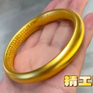 Gold-Tone Plain Open Bangle for Women, Fashion Wedding Jewelry