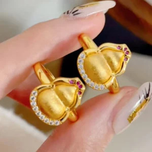 Gold-Tone Brushed Hulu Gourd Ring for Women