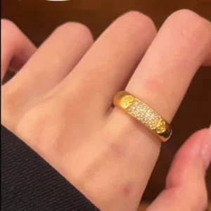 Gold-Tone Openwork Ring for Women, New Chinese Style Fashion Jewelry