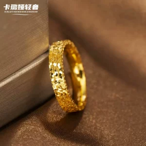 Frosted Finish Gold Plated Ring for Women, Open Adjustable Fashion Jewelry