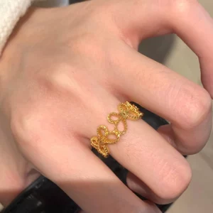Gold-Tone Bow Lace Ring for Women, Fashion Statement Jewelry