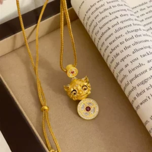 Gold Plated Pixiu Pendant Necklace for Women, Fashion Gift