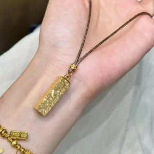Gold-Tone Four-Sided Fortune Pendant Necklace for Women