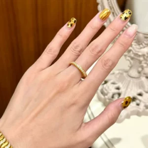 Gold-Tone Cubic Zirconia Eternity Band Ring for Women