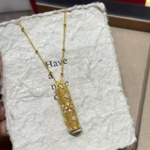 Gold-Tone Brushed Scepter Pendant Necklace for Women, Fashion Jewelry