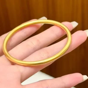 Gold Plated Plain 3mm Bangle Bracelet for Women, Classic Fashion Jewelry