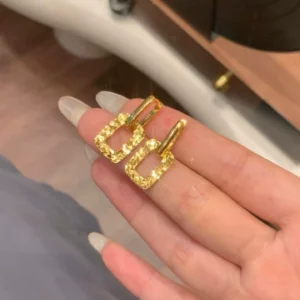 Gold-Tone Geometric Square Stud Earrings for Women