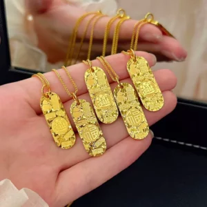 Gold Plated Round Pendant Necklace for Women