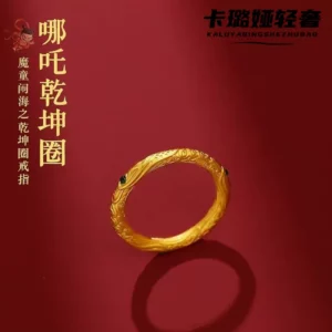 Gold Tone Open Ring with Peace Lock Motif, Women's Fashion Jewelry