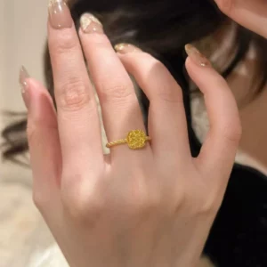 Gold-Tone Filigree Cubic Ring for Women, Fashion Jewelry