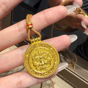 Vintage Style Gold Plated Pixiu Compass Pendant Necklace for Women