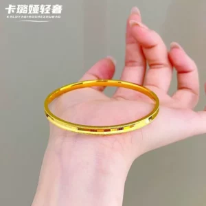 Gold-Tone Mosaic Crystal Fashion Bangle Bracelet for Women