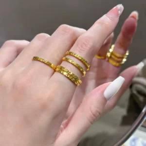 Gold Tone Faceted Ice Ring for Women, Fashion Jewelry Gift