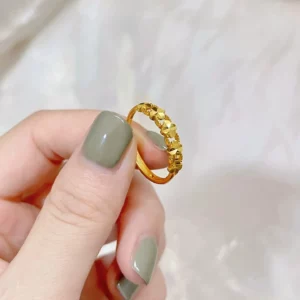 Gold-Toned Four-Leaf Flower Ring for Women, Fashion Jewelry Gift