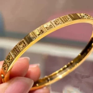 Gold-Tone Honeycomb Cuff Bracelet for Women, Open Adjustable Design