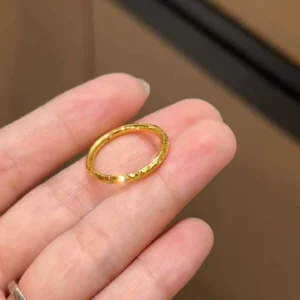Gold-Tone Faceted Open Ring for Women, Fashion Stackable Ring