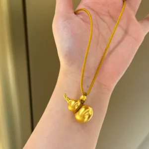 Gold Plated Alloy Hulu Gourd Pendant Necklace for Women