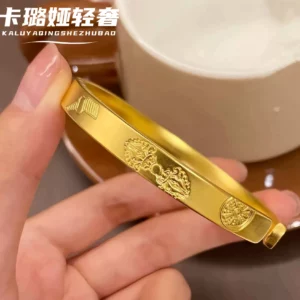 Gold Plated Copper Alloy Blessing Charm Bangle for Women