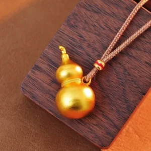 Gold-Tone Rotating Gourd Pendant Necklace for Women, Fashion Jewelry