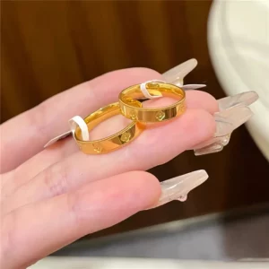 Gold Tone Couple Ring Set for Women, Fashionable Gift