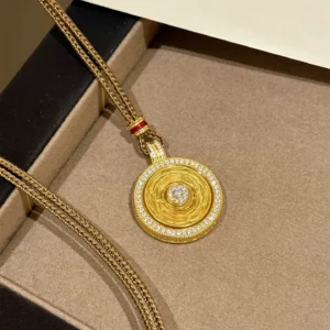 Gold Plated Eight Treasures Compass Pendant Necklace for Women
