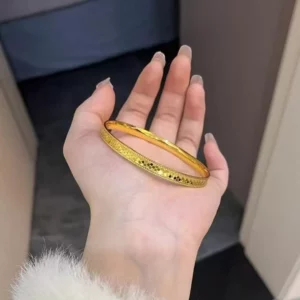 Gold-Tone Dragon Scale Bangle Bracelet for Women