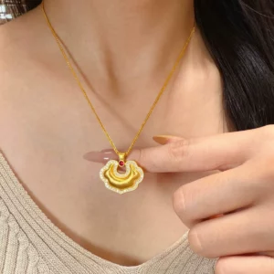 Gold-Tone Brushed Cloud Motif Pendant Necklace, Fashion Jewelry
