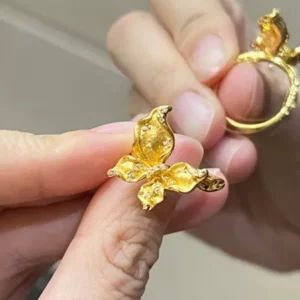 Gold Plated Butterfly Ring for Women, Fashion Jewelry Gift