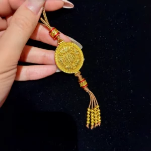 Gold-Tone Phoenix Pendant Necklace with Tassel Charm